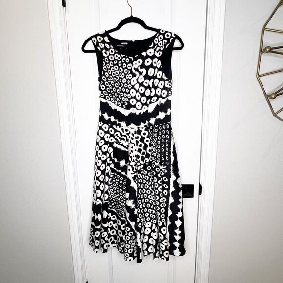 Lafayette 148 Black and White Print Dress Size 2 - Picture 2 of 9